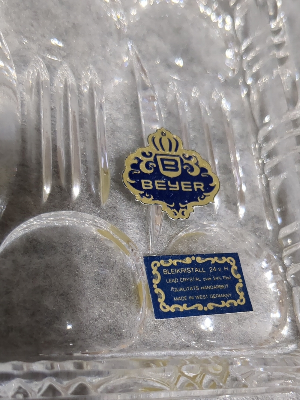 Beyer Bleikristall 3-piece sugar, creamer, and serving tray set Germany Crystal - Picture 8 of 12